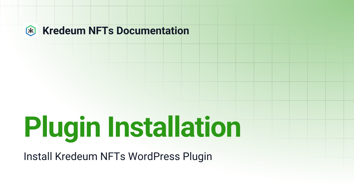 Plugin Installation | Kredeum NFTs Documentation